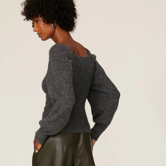 Rebecca Minkoff Grey Wool Puff Sleeve Pixi Sweater - Picture 3 of 4